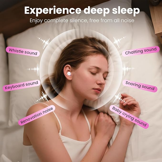 Ear Plugs for Sleeping Noise Reduction, 30dB Ear Plugs for Hearing Protection, 4 Pair Eartips Silicone Soft Reusable EarPlugs for Sleep, Concert, Focus with Case