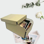 Lineco 4x6 Photo Storage Box, with 12 Acid-Free Envelopes, Holds Up to 1000 3.5" x 5", or 4" x 6" Pictures, Metal Edge Archival Organizer for Cards Stickers Stamps Seeds, 5.5x7.5x11. Tan