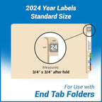 2024 Year Labels, Doctor Stuff 2024 Chart Stickers, Gray Color Coded, Col'R'Tab/Tabbies Style, USA Made Year Stickers for End Tab File Folders, 500/Roll, 1 Roll, 3/4" x 1-1/2"