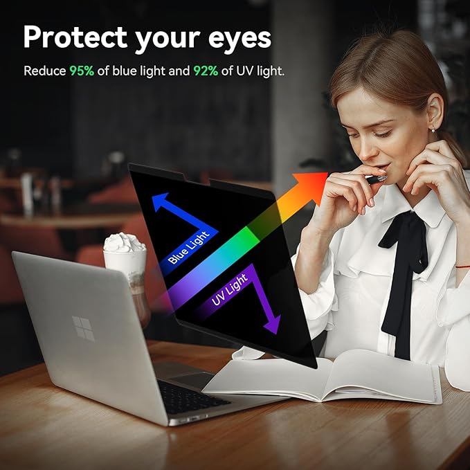Magnetic Laptop Privacy Screen 13.3 Inch for 16:9 Computer Monitor Anti-Glare Blue Light Monitor Protector, Removable 13.3in Film for Lenovo HP Acer Asus Thinkpad Envy Xps