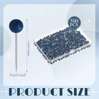 WILLBOND 500 Pack Map Push Pins Map Tacks Small Round Head Push Pins Thumb Tacks for Travel Picture Photo Bulletin Board Wall DIY Craft School Office Home(Navy Blue,1/6 Inch)