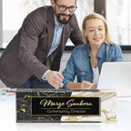 Personalized Name Plate for Desk Custom Acrylic Desk Name Plate Custom Employee Appreciation Gifts Office Gifts for Women, Men, Boss, Coworkers, Teacher, Nurse (A-Black & White Marble)