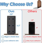Lauvee Book Ends, Sturdy Wooden Bookends for Shelves - Heavy Duty Non-Slip Book Organizers, Decorative Bookend Holders for Home Office, Library, Black Walnut Universal Economy Bookend, Small, 1 Pair
