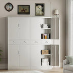 TaskStorz Metal Storage Cabinet with 2 Drawers 71" H,White Metal Garage Cabinets with 2 Lockable Doors and Adjustable Shelves Easy to Assemble for Home Office, Kitchen,Pantry,Garage,Warehouse