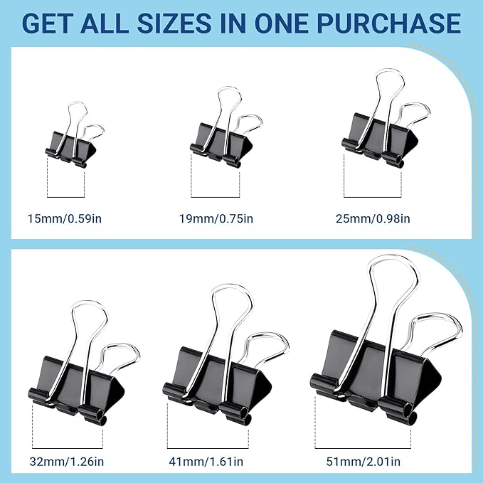 60 PCS Large Binder Clips – 2Inch 51mm Big Black Metal Paper Clamps, Extra Strong Binder Clips for Thick Documents/Office and Home Supplies
