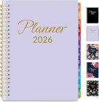 GNL 2026 Planner, Weekly ＆ Monthly Planner 2026, JAN. 2026 – DEC. 2026, 6.4" x 8.3" Monthly Agenda Planner with Tabs, Waterproof Flexible Cover, Spiral Binding, Double-sided Pocket, Bookmark, Purple