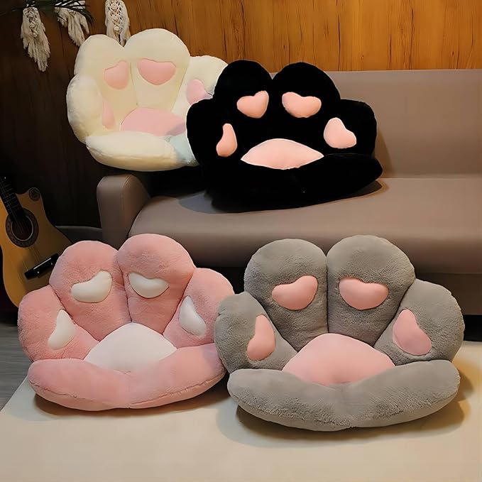 Ditucu Cat Paw Cushion Kawaii Chair Cushions 27.5 x 23.6 inch Cute Stuff Heart-Shaped Seat Pad Comfy Lazy Sofa Office Floor Pillow for Gaming Chairs Room Decor Black