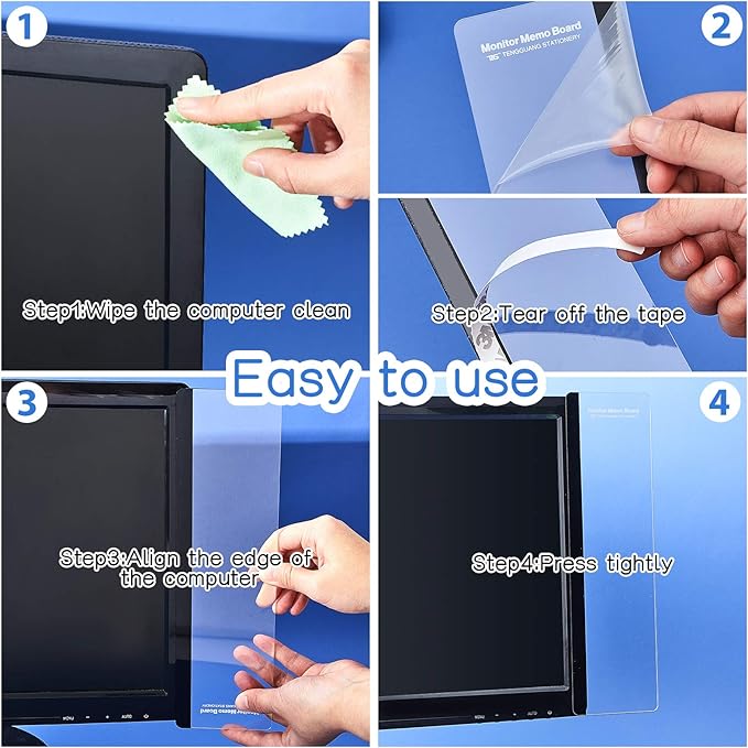 Zonon 12 Pieces Computer Monitor Notes Screen Monitor Memo Board Sticky Note Holder Message Board Computer Side Panel for Office Home Desktop Left and Right