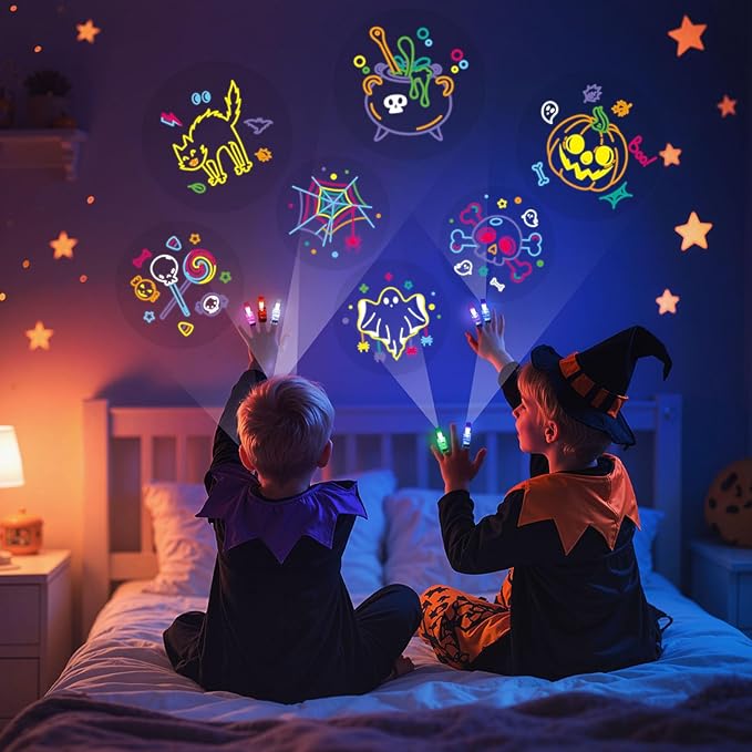 LovesTown 24PCS Halloween Party Favors Flashlights, LED Light up Finger Lights Glow in the Dark Halloween Toys Bulk for Party Decorations Goodie Bags Fillers Classroom Prizes