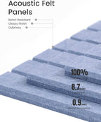Fluxynara Felt Bulletin Board Tiles -28"x18" with 40 Adhesive Tabs, Cork Board Alternative for Office Decor, Push Pin Board Wall Organizer 6-Pack (Soft Periwinkle)