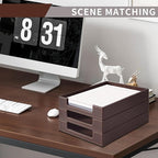 RHCSZ PU Leather Letter Tray - Load Documents Trays Front for Office Desktop Organizer - Desk Magazine, File, A4 Paper Holder - Paper Document File Holder Drak Brown (Drak Brown, A4-Tray)