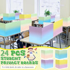 SATINIOR 24 Pcs Desk Dividers for Students, 12 Colors Testing Dividers Privacy Folders for Classroom Must Have Bulk, Study Panel for School Teacher Student Study Supplies(Macaron Style)
