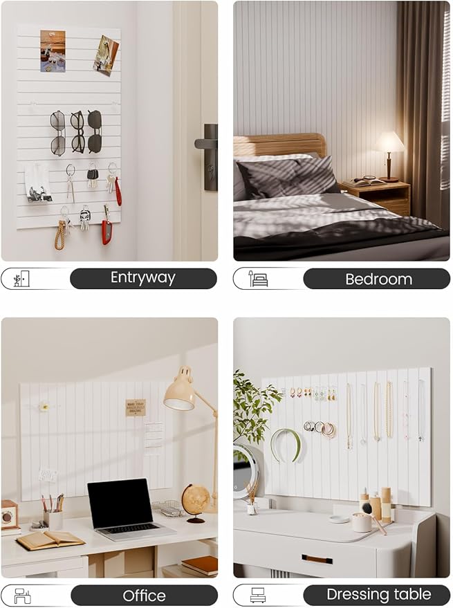 Fluxynara Felt Bulletin Board Tiles -28"x18" with 40 Adhesive Tabs, Cork Board Alternative for Office Decor, Push Pin Board Wall Organizer 6-Pack (Milky White)