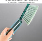 BSMstone Small Broom with Dustpan Combo Set Mini Broom and Brush Set Hand Sweeper for Cleaning Desk Office Kitchen Pet Nest (Transparent Green)