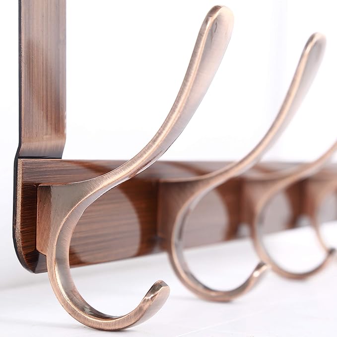 SKOLOO Over The Door Hook, Door Hanger Hooks for Hanging Clothes, Towels, Coats, Hats, Over The Door Towel Hook - Pack of 2, Retro Red, Assembly Required
