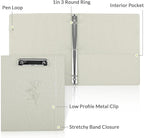 SKYDUE Clipboard Binder with Dividers,1 Inch 3 Ring Binder with Clipboard on Front for Organizer, Clipboard Folder with Pocket, Labels Office Supplies Beige