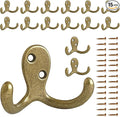 CBWLWJ 15 Pack Coat Hooks Wall Hooks for Hanging, Heavy Duty Double Prong Metal Hook Wall Mounted for Living Room, Bathroom, Kitchen, Bedroom for Coat, Bag, Scarf, Towel, Hat, Key, Cup (Bronze)