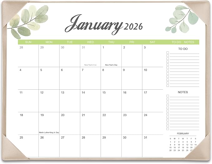 Desk Calendar 2026-2027 with Desk Mat – 17" x 12" Large Desk Pad Calendar Runs from January 2026 to June 2027, Office Supplies Desktop Monthly Calendar for Home & Office