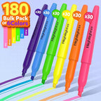 ZERDROFY 180 Count Highlighters Assorted Colors Bulk - No Bleed Dry-Quickly Chisel Tip 6 Colors Highlighter Markers Set for Kids Adults, Classroom Office Must Have, Back to School Supplies for Teacher