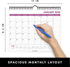 PAPERAGE 2026 Calendar, 12 Months (January 2026 - December 2026), Small (9 in x 11 in), Minimalist Wall and Desk Calendar with Monthly Views, Yearly Plans & Notes Section – Raspberry