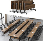 Folding Conference Table Foldable Conference Room Table,Conference Training Rooms Flip Top Mobile Training Table,Rolling Meeting Table with Caster Wheels,Suitable for Office,Meeting Room (47.2in)