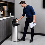 GarveeHome Commercial Dual Trash Can, 16 Gallon Stainless Steel Double Compartment Recycling Bin with Soft-Close Lids, Pedals & Plastic Inner Buckets, 60L Garbage Can for Kitchen, Home, Office, Silver