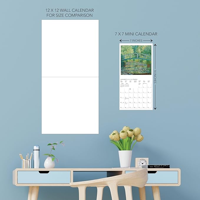 Graphique 2026 Monet Mini Wall Calendar | 7” x 7” | Thick Paper | Home & Office Organizer | Large Monthly Grid | 3 Languages & Marked Holidays | 4 Month Preview Page for 2027