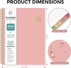 2026 Planner, Weekly and Monthly Planner, January 2026 - December 2026, 8.5" x 11" Agenda Planner with Monthly Tabs, Goal Setting & Time Management Organizer for Women, Light Pink