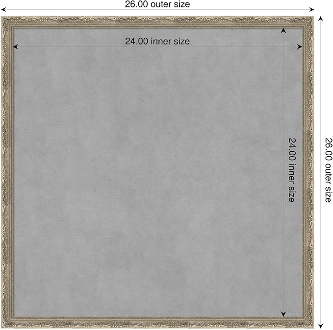 Amanti Art Silver Framed Magnetic Board 26x26 Medium Vision Board for use with Magnets, 100% Metal Sheet to Display Items as Office Decor or for Home Organization in mudroom, Kitchen or Kids Room