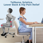 5 STARS UNITED Seat Cushion for Tailbone Pain Relief – Memory Foam Cushion for Coccyx, Hip, Sciatica & Post-Surgery Recovery – Wheelchair, Car, Desk, Gaming & Office Chairs, Light Gray, X-Large