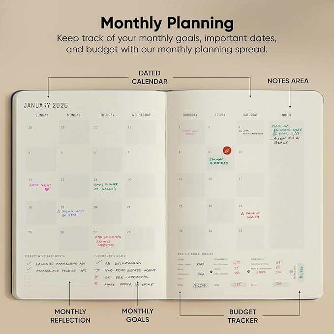 Dated, 2026 Planner, 8.5" x 11" - The #1 Productivity Planner to Achieve Your 2026 Goals - Planner 2026-2027 by PRODUCTIVITY STORE (A4, NAVY)