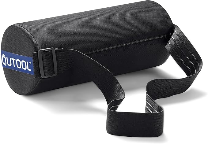 QUTOOL Lumbar Roll, Lumbar Support Pillow for Office Chair with Non-Slip Wider Strap, Back Pain Relief & Posture Improvement, Washable Cover, Office Desk & Car Accessories, Medium Soft