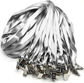 Beebel Gray Lanyards 100 Pack Nylon Flat Badge Lanyard for Id Badge Name Tag (Gray, 100 Pack)