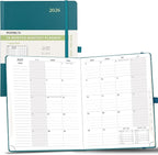 POPRUN 2025-2026 Monthly Planner (B5 8" X 10"), 18-Month Calendar Book (Jul.25 - Dec.26) with Monthly Tabs, Hardcover, Inner Pocket, 100GSM Thick Paper - Pacific Green