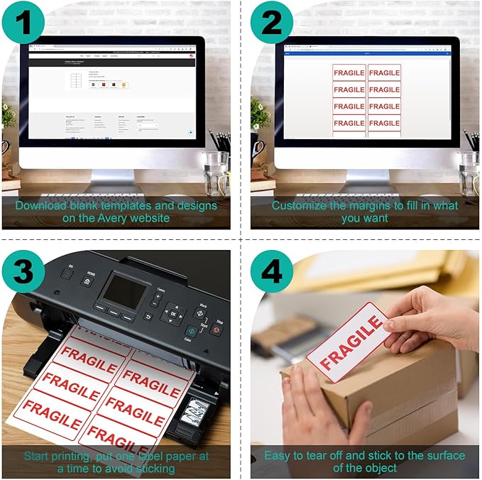 2x4 Labels Sticker Paper - 2500 Address Labels (250 Sheets) for Laser/Inkjet Printer Matte White Blank Labels on 8.5x11 Inch for Mailing, Shipping, and Organizing