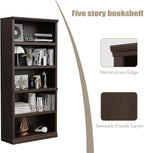 Bevfint Bookshelf, Open Storage 70 Inch Tall 5 Shelf Bookcase, Floor Standing Bookshelves and Bookcases, Book case for Farmhouse Library Office Bedroom Kids, Dark Cherry - 5 Tier