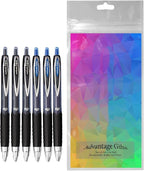 Advantage Gifts Signo 207 Roller Ball Retractable Gel Pens, Medium Point (0.7mm), Black And Blue Ink, 6 Count, Bundle with Plastic Reusable Pouch