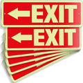 iSYFIX Exit Signs with Directional Left Arrow, Glow in the Dark, Photoluminescent Aluminum 12x4 Inch - 6 Pack, Laminated for UV & Weather Resistance, Ideal for Offices, Schools, Theaters & More