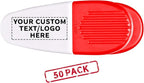 50 Magnetic Memo Holders Set - Customizable Text, Logo - Large Clip, Plastic - White Red