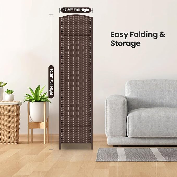 Cocosica 8 Panel Room Divider,5.86Ft Folding Privacy Screen,Tall - Extra Wide Foldable Panel Partition Wall Divider with Diamond Double-Weaved Hand-Woven Design Room Screen Divider