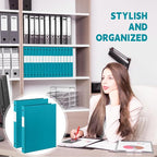 Henoyso 48 Pcs 3 Ring Binder 0.5 Inch Round Fits Letter Size 8.5'' x 11'' Paper Plastic Flexible Binder Bulk Holds 140 Sheets with 1 Pockets Versatile Organizer for Home Office School (Turquoise)
