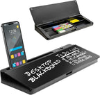 Desktop Dry Erase Board - Glass Erase Board - Black Desk Computer Buddy – Home Office & Studying Essentials - Phone & Tablet Slot, Storage Compartment - Includes 4 Markers, 1 Eraser.