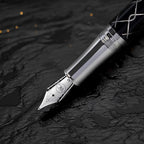 Webson Gill ‘The Weaver’ Black Luxury Executive Fountain Pen, Polished Lacquer & Chrome, Medium Nib, Smudge Free No Bleed, Use Any Fountain Ink w/Included Converter, Fits Cartridges (sold separately)