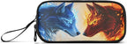 BOENLE Wolf Ice Blue Fire Pencil Case Box Boys Girls Large Pencil Pouch with Zipper Compartments Big Capacity Stationery Pen Bag Organizer for Kids Teens Adults School