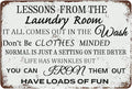 Laundry Room Lessons Metal Sign – Vintage Funny Laundry Quote Wall Decor for Laundry Room, Utility Room, Bathroom – Humorous Housewarming Gift for Women, Moms, and Homeowners (As the picture shows)