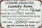 Laundry Room Lessons Metal Sign – Vintage Funny Laundry Quote Wall Decor for Laundry Room, Utility Room, Bathroom – Humorous Housewarming Gift for Women, Moms, and Homeowners (As the picture shows)