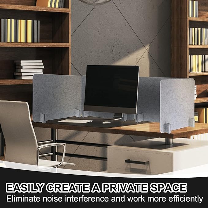 Fabbay 10 Pcs Acoustic Freestanding Desk Divider Desk Partition 16 x 24 Inch Table Freestanding Up Privacy Panel Visual Distraction and Noise Reducing for Office Furniture Classroom (Sliver Gray)