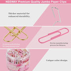 NEEWAY 200pcs Large Pink Paper Clips, 2 Inch Jumbo Paper Clip, Ceative Colored Paperclips for Paperwork Office School and Personal Use