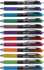 Amazon Basics Gel Pens Fine Point Smooth Writing Pens, Retractable, Assorted, 0.7mm, 12 Pack