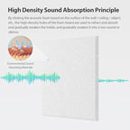 Amantech 12 Pack Acoustic Panels Self Adhesive Sound Proof Foam, High Density Sound Acoustic Panel, 12X12X0.4 Inch Square Panels in Home, Office, Reccording Room, Studio,and more(Snow White)